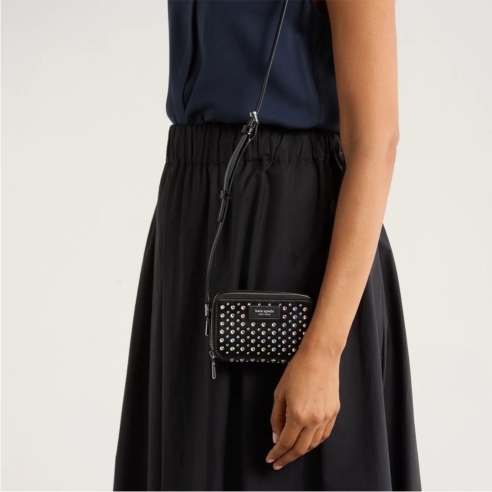 Kate Spade Black and Silver Studded Crossbody micro bag - Picture 1 of 15